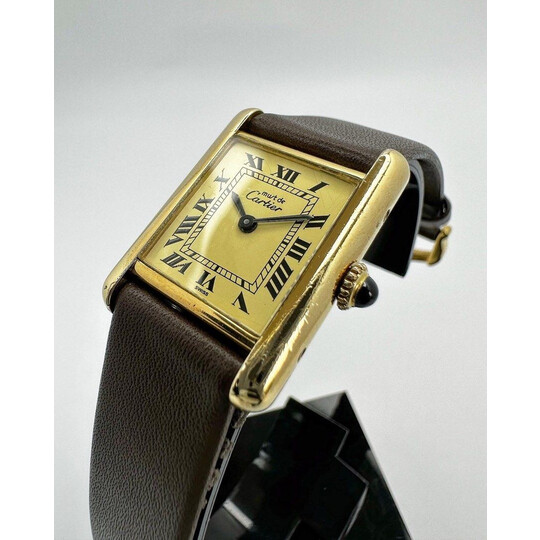 20.5mm • Cartier Tank Must de SM Vermeil SV925 Gold Plated Manual Winding